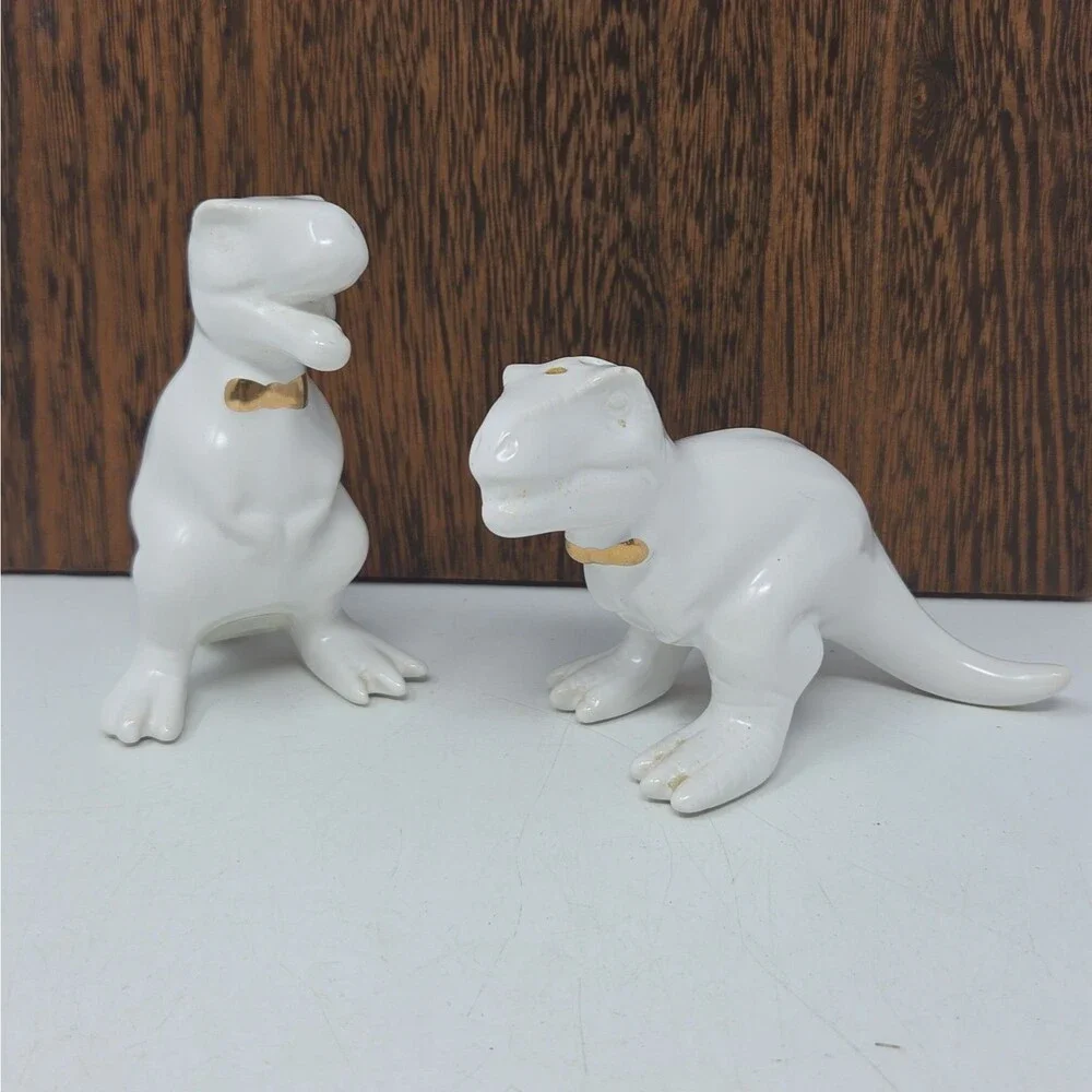 Threshold T-Rex Dinosaur Salt & Pepper Shakers Ceramic Retired - 3